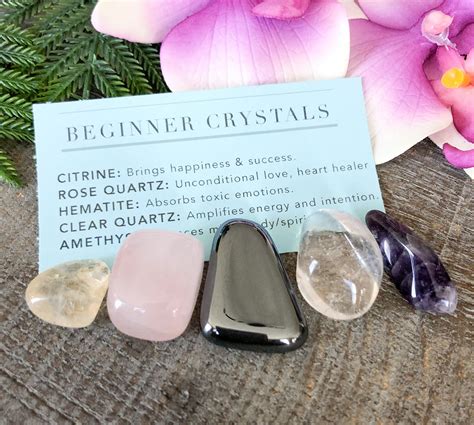 Crystal Set For Beginners 5 Piece Natural Gemstone Starter Etsy In
