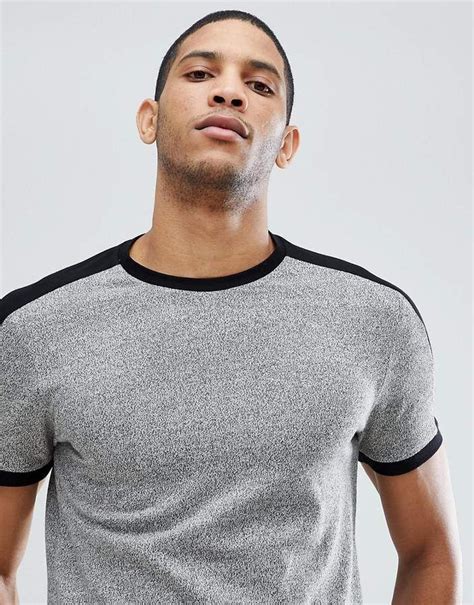 Asos Design T Shirt With Sleeve Cut And Sew In Twisted Jersey In Gray