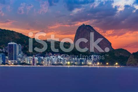 Sunset View Of Copacabana Mountain Sugar Loaf Rio De Janeiro Brazil