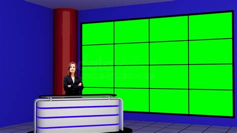 News 049 Tv Studio Set Virtual Green Screen Background Psd Datavideo
