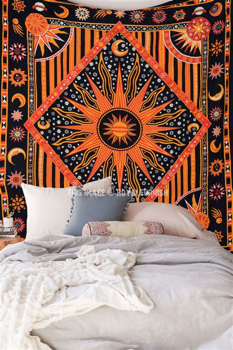 Black and white sun and … Multicolor Celestial Sun Moon & Planets Tapestry Wall ...
