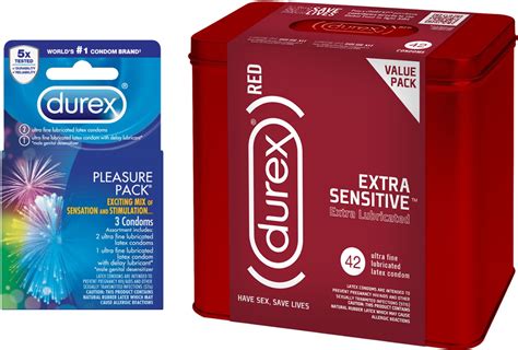 Durex Red Condom Extra Sensitive 42 Count And Durex Pleasure Pack