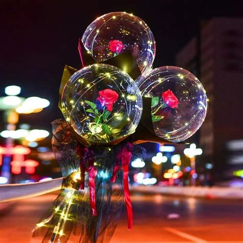 Led Rose Balloons Transparent Led Light Up Balloons Helium Glow