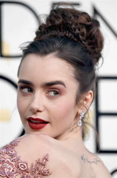 lily collins hair and makeup at the 2017 golden globes popsugar beauty photo 5