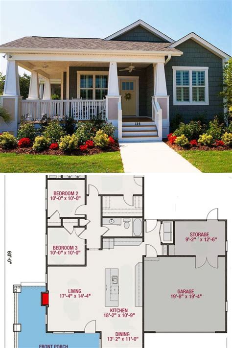 It can also be a vacation house plan or a beach house plan fit for a lake or in a. Single-Story 3-Bedroom Bungalow Home with Attached Garage (Floor Plan) in 2020 | Craftsman ...