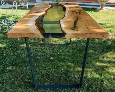 Oak Resin Table Epoxy Wood Table Wood Table Glass Waterfall