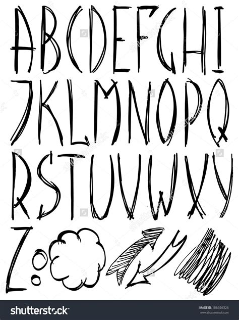 Hand Drawn Alphabet Vector Illustration Hand Lettering Fonts