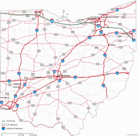 Ohio State Road Map Printable Map