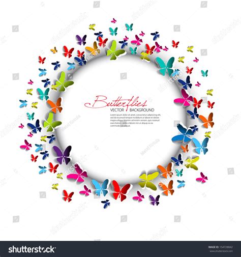 We've grown a bit since then: Greeting Card - Paper Butterflies And Circle - Place For Text - Stock Vector Illustration ...
