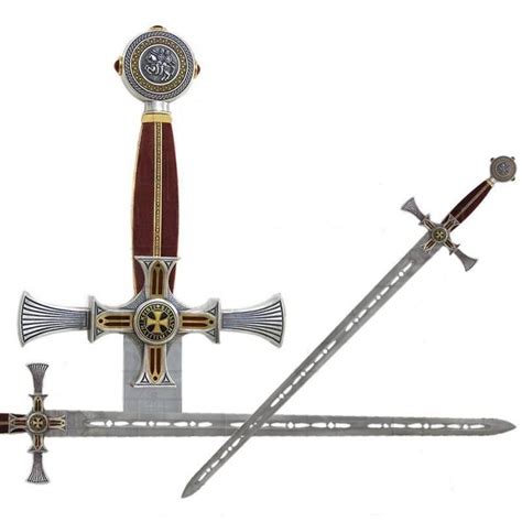 Espada Templaria Acero De Damasco 120 Cm Arte Y Acero