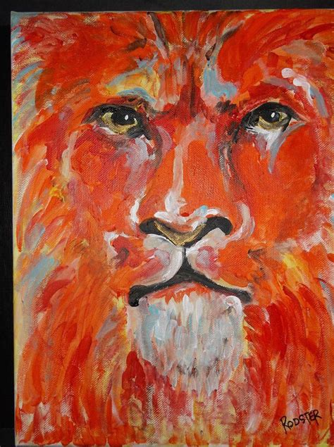 Fauve Lion By The Artist Rodster 11x14 Original Acrylic Canvas