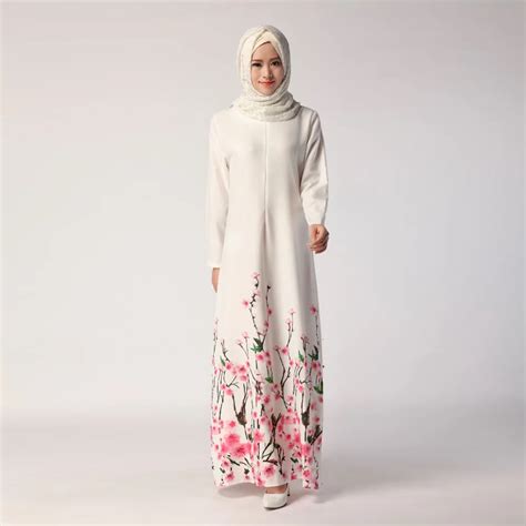 2018 Women Muslim Dress Digital Printed Long Sleeve Dresses Malaysia