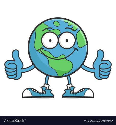 Smiling Happy Planet Earth Cartoon Character Vector Image