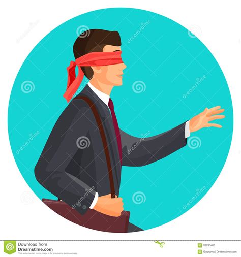 Closeup Profile Of Blindfolded Man In Suit Vector Illustration Isolated