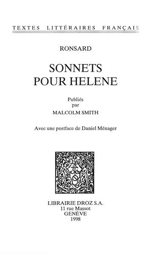 Sonnets Pour Hélène Pierre De Ronsard Ebooks Furet Du Nord