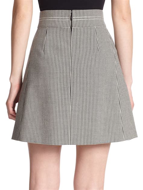 lyst chloé houndstooth pleated skirt in black
