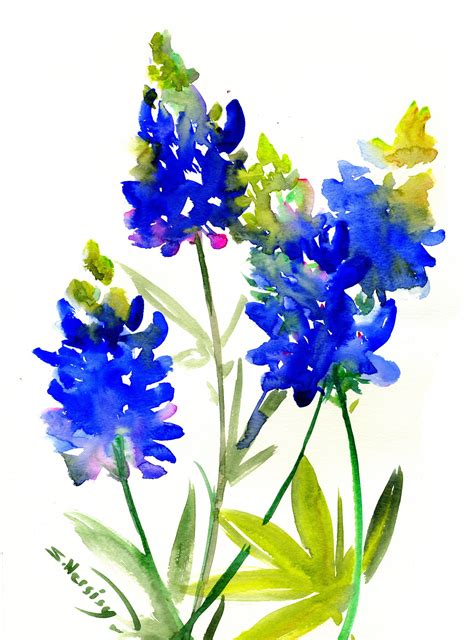 Texas Bluebonnet Flowers Art Painting Blue Flowers Original