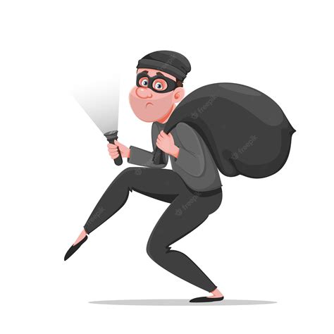 Premium Vector Cartoon Thief Walking Carefully Funny Burglar