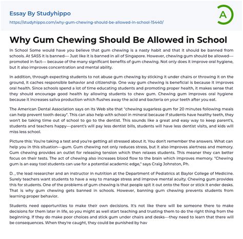 Why Gum Chewing Should Be Allowed In School Essay Example