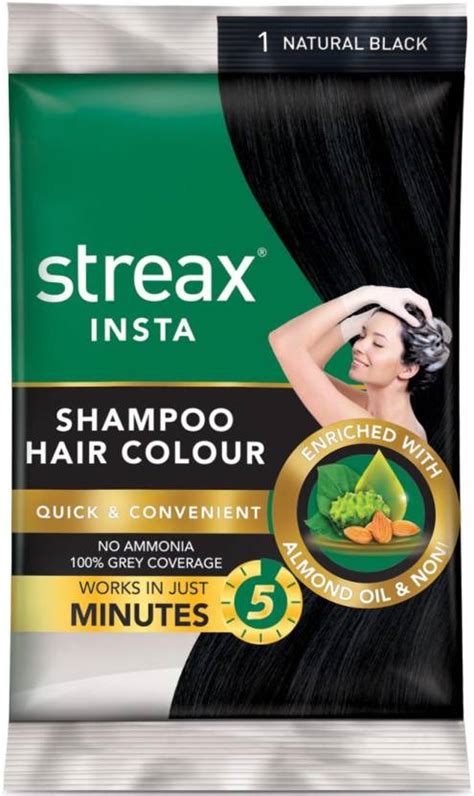 Streax Insta Shampoo Hair Color Natural Black 1 15ml X 16240ml