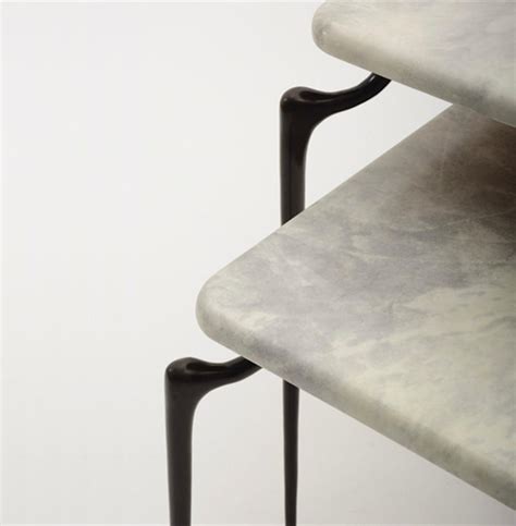 Small Dojo Side Table In Cast Bronze And Parchment By Elan Atelier For