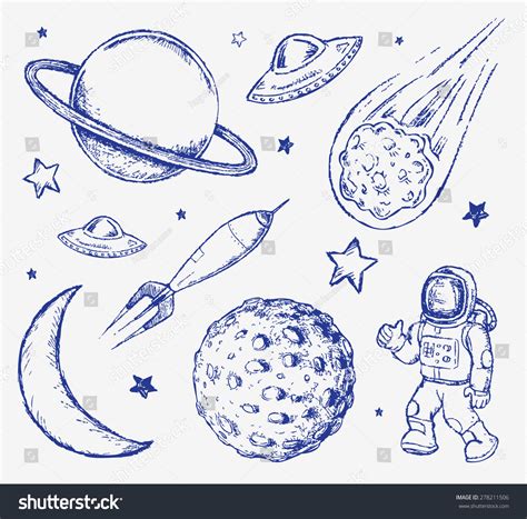 Space Doodle Set Hand Drawn Vector Stock Vector Royalty Free