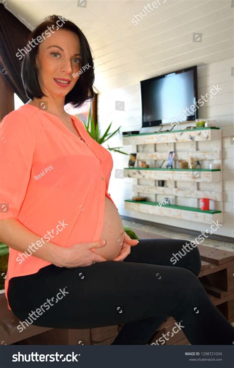 Lovely Pregnant Woman Portrait Mature Pregnant Stock Photo 1298721034