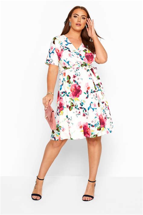 Yours London White Floral Wrap Dress Yours Clothing