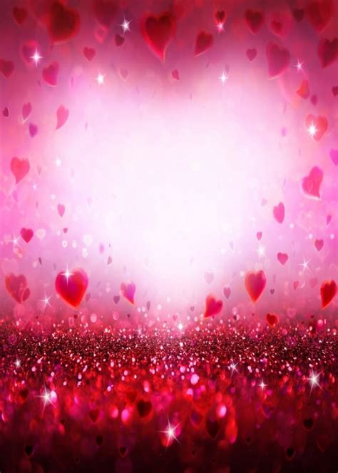 Glitter Bokeh Red Heart Love Theme Wedding Background Valentines Day