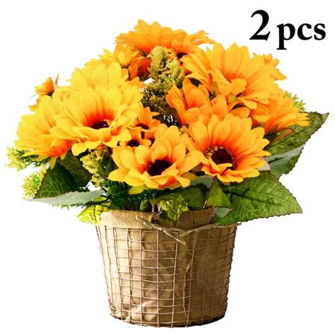 2 Bunchespack Artificial Sunflowers Bouquet Artificial Flowers Silk
