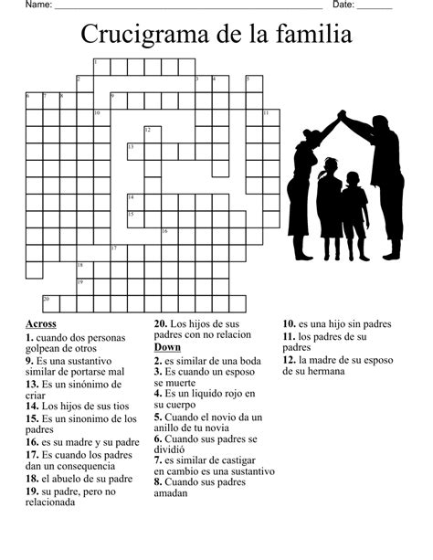 Crucigrama De La Familia Crossword Wordmint