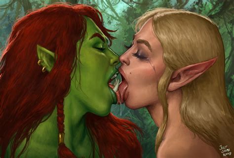 Rule 34 2girls Blonde Hair Close Up Crying Drooling Elf French Kiss