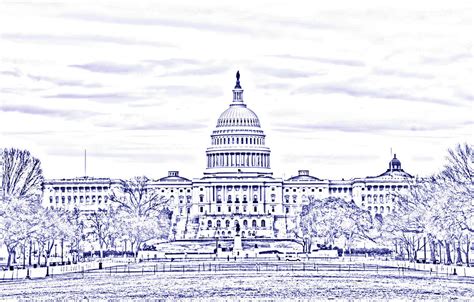 Us Capitol Building Drawing Digital Art By Craig Fildes Pixels