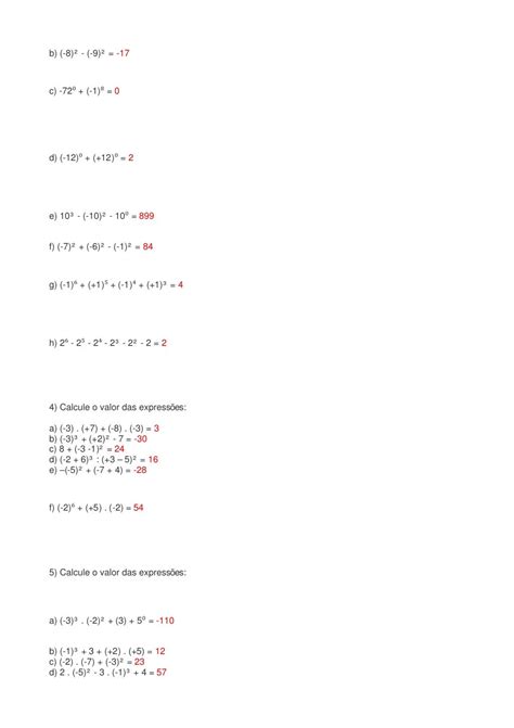 Atividades De Expressões Algebricas