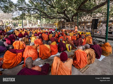 Buddhist Monks Sitting Image And Photo Free Trial Bigstock