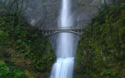 Bridge By A Waterfall Hd Wallpaper