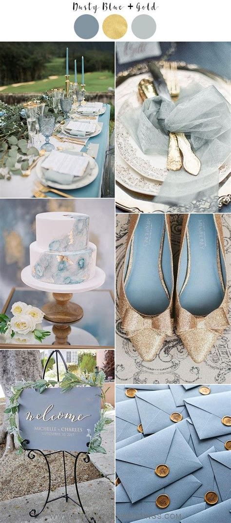 Dusty Blue And Gold Wedding Color Ideas For 2019 Blue Gold Wedding