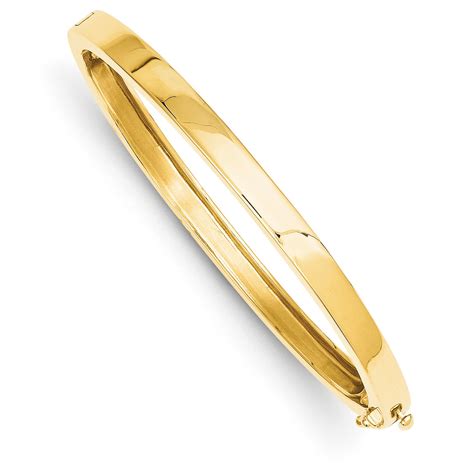 53mm Polished Solid Hinged Bangle Bracelet 14k Gold Homebello