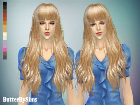 Long Wavy With Bangs Hair 049 Pay At Butterfly Sims Sims 4 Updates