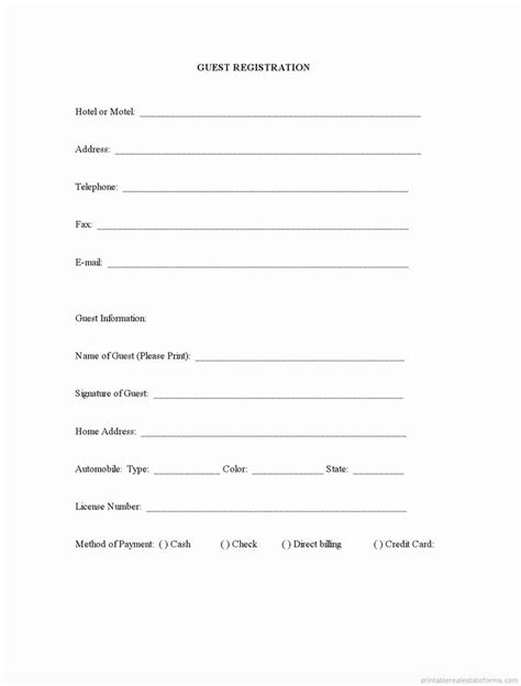 Blank Registration Form Template Best Of Sample Printable Guest