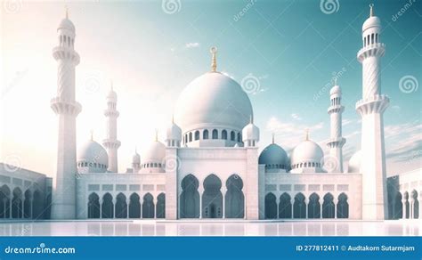 Illustration Of The Beautiful Shiny Mosque And Ramadan Islamic Culture