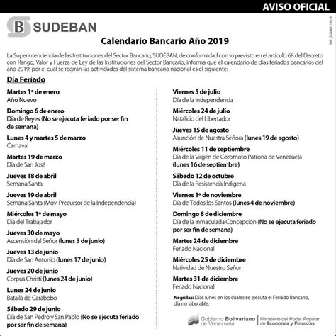 Calendario Bancario Y Feriados De Venezuela 2019 Buscar De Todo