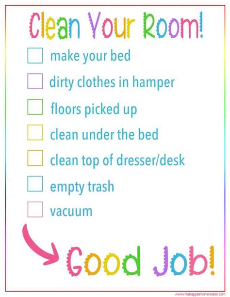 When asked to clean his room, a road maker child may be able to walk into his room and devise a plan to get it done. Kid's Bedroom Cleaning Checklist | Free Printable Cleaning ...