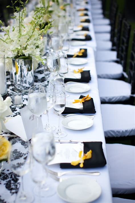Black White And Yellow Table Decorvia Wedding