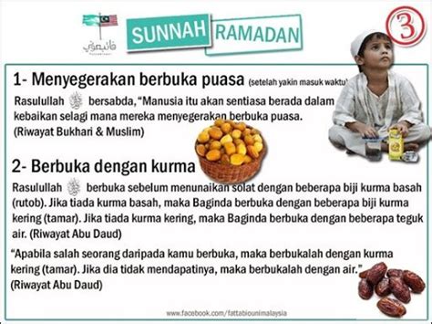 Beriku bacaan doa selamat dengan bahasa arab dan latin beserta artinya: Perkara-perkara sunat ketika puasa di Bulan Ramadhan ...