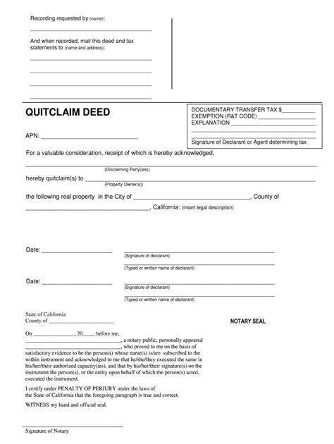 California Quitclaim Deed Form Fill And Sign Printable Template