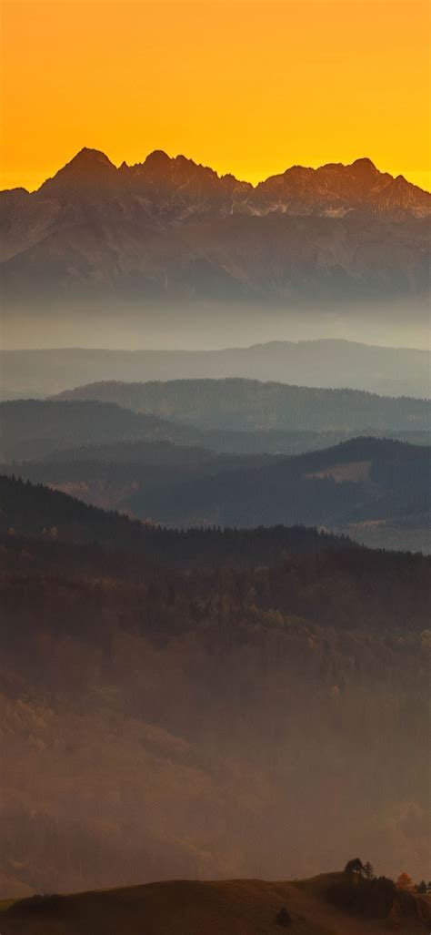 Tatra Mountains Wallpaper 4k Mountain Range Sunset Orange Sky