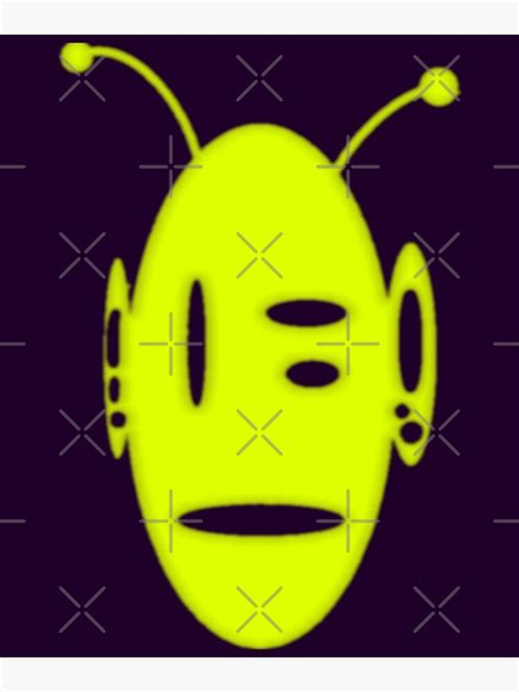 Three Eyed Alien Silhouette Electric Lem Colors Cartoon Vector Design