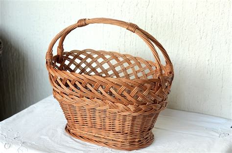 Handmade Wicker Basket Traditional Willow Basket Woven Etsy
