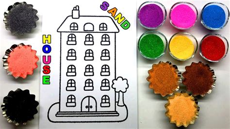 House coloring pages, sheets and pictures are fun and also help kids develop many important skills. Apartment House Sand Painting | House Coloring Page with ...